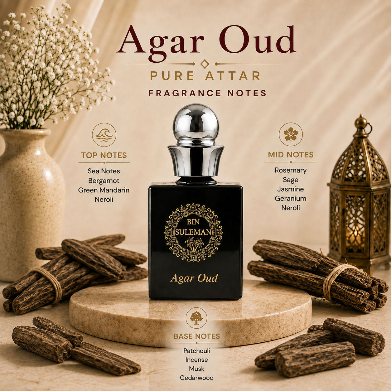 Agar Oud Luxury Attar 10ml-Premium Long Lasting Fragrance For Unisex